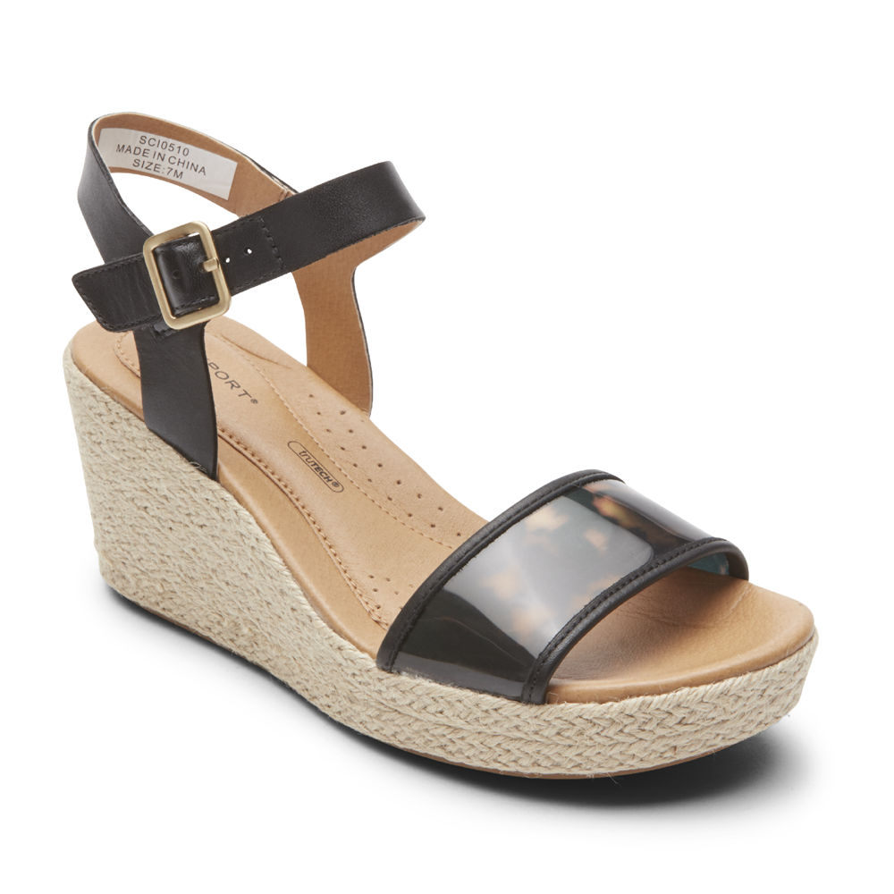 Rockport Singapore Womens Sandals - Lyla Ankle-Strap Black - AZ6235489